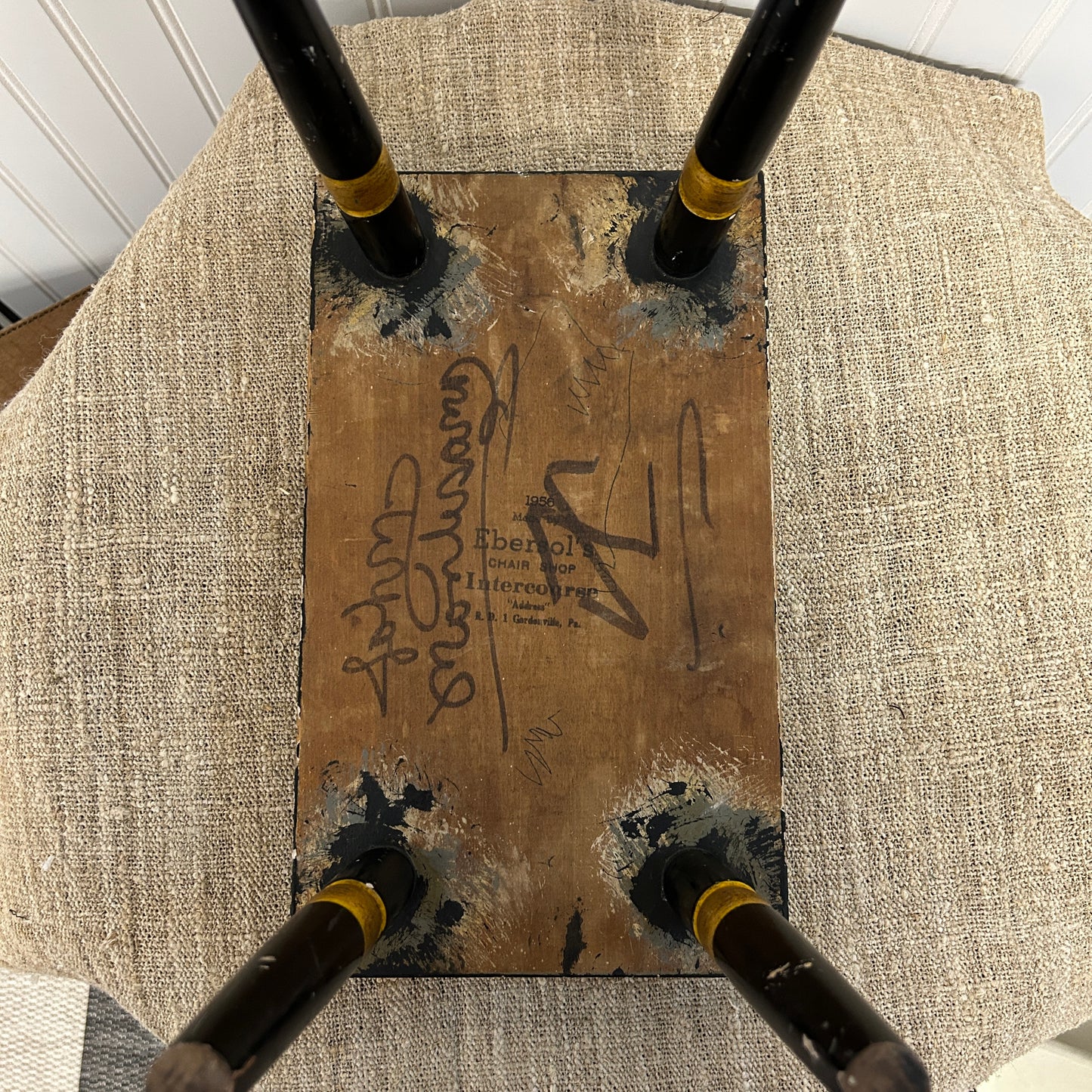 Black Handpainted Ebersole Vintage Stool