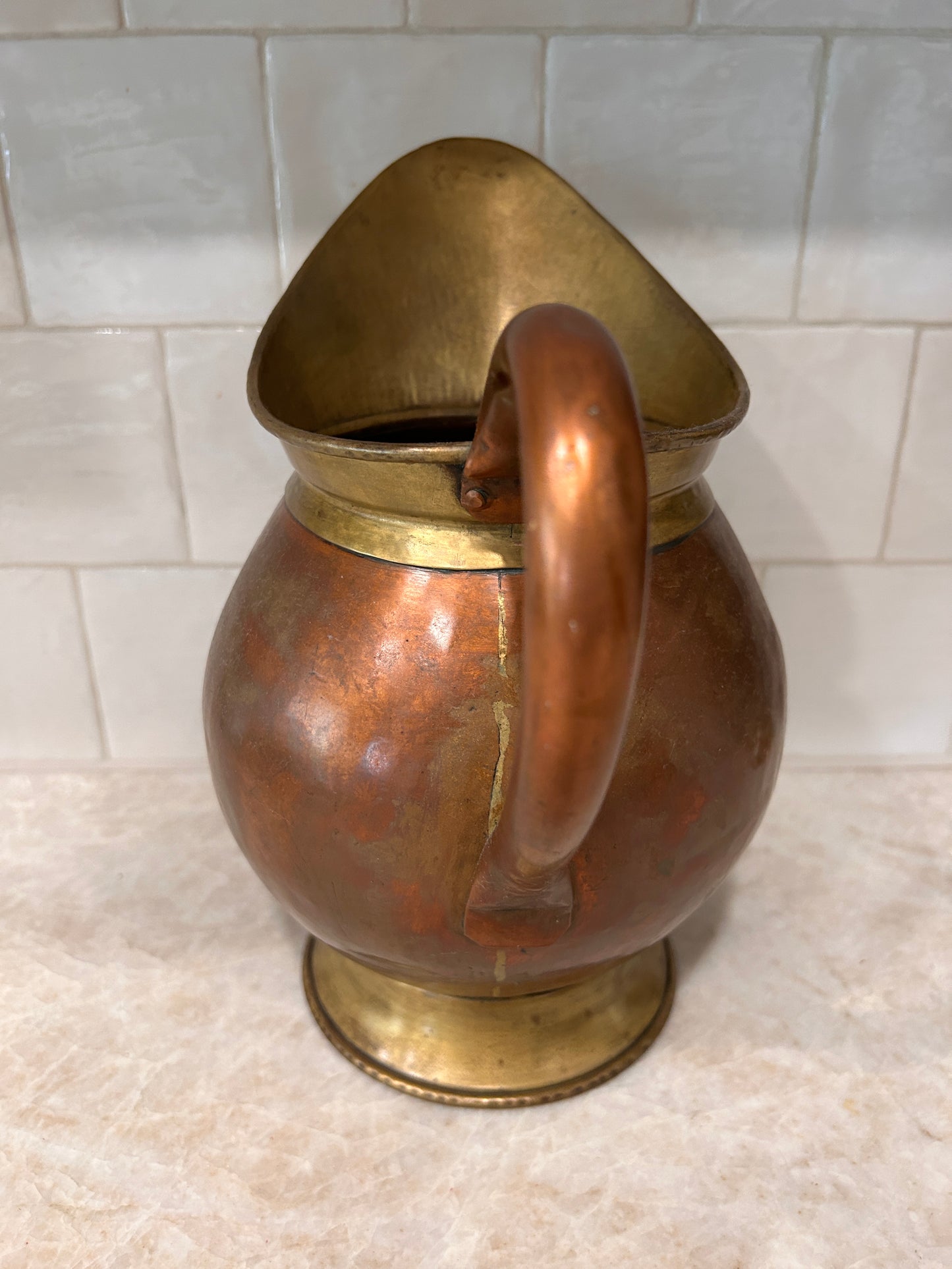 Copper and Brass English Wine Pitcher