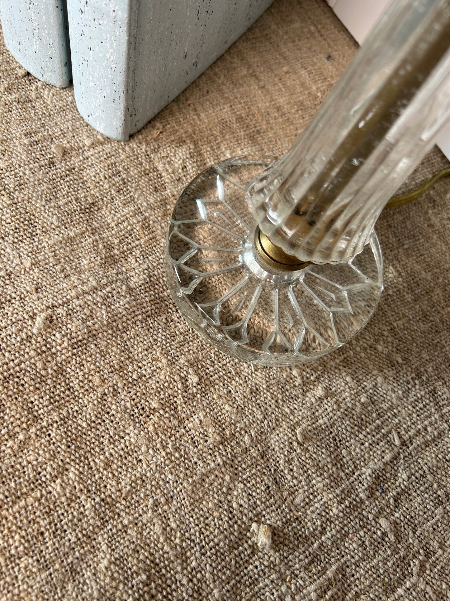 Vintage Glass and Gold Lamp with Shade