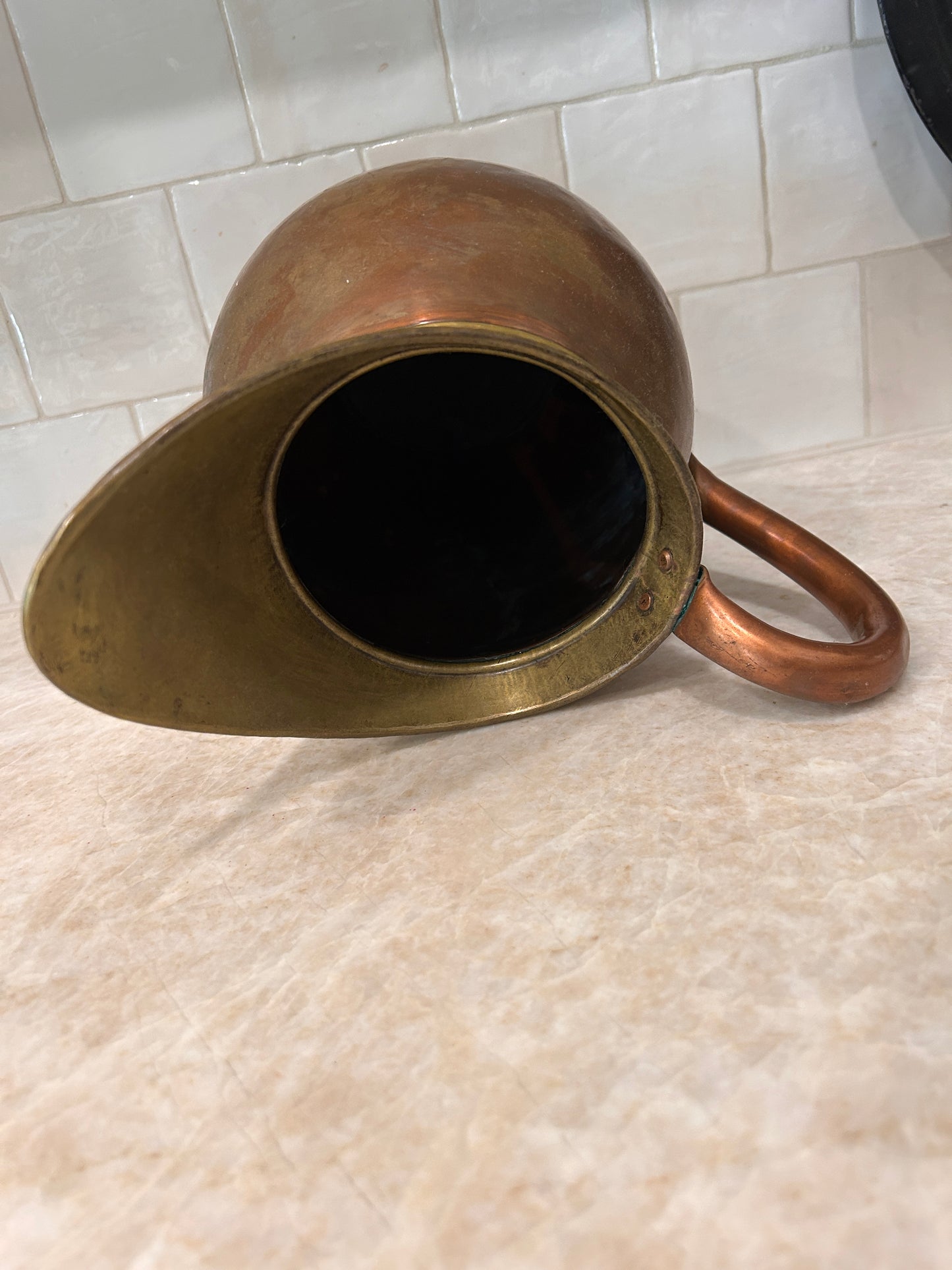 Copper and Brass English Wine Pitcher