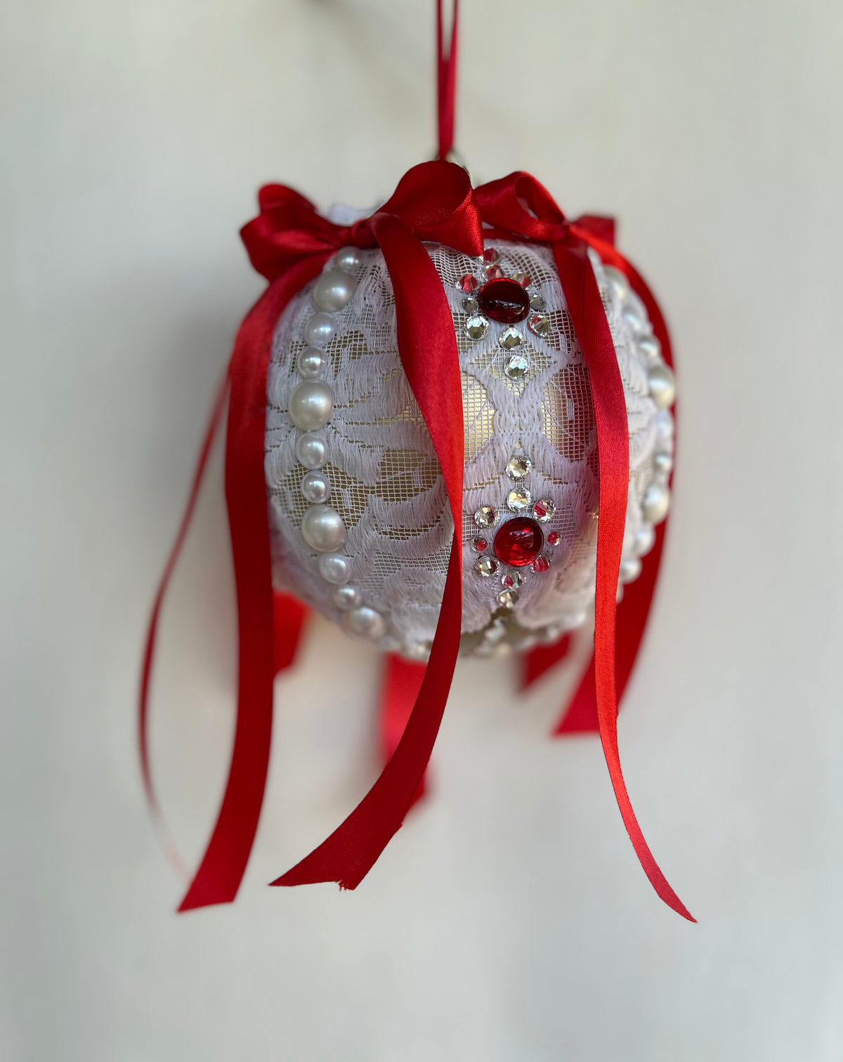Petticoat Lace and Ribbon One of a Kind Large 6-inch Ornament