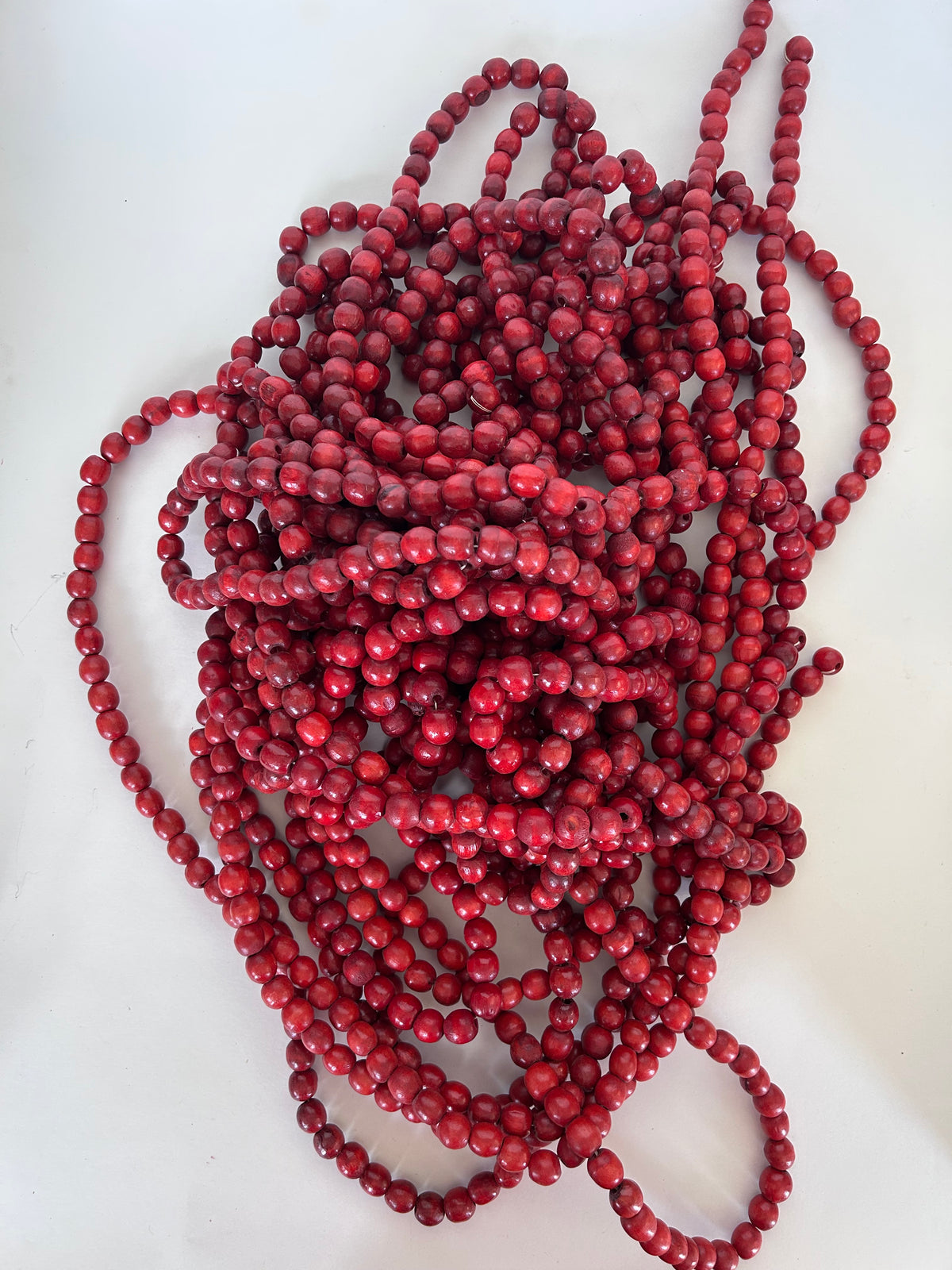 Red Wood Bead Garland