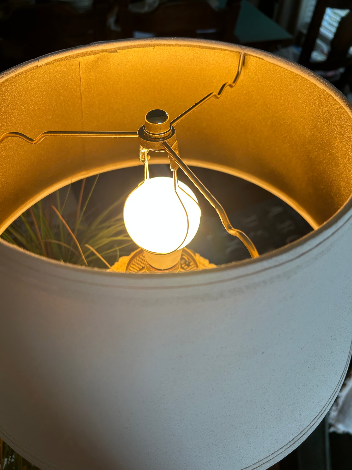Matte Gold Ornate Lamp with Shade