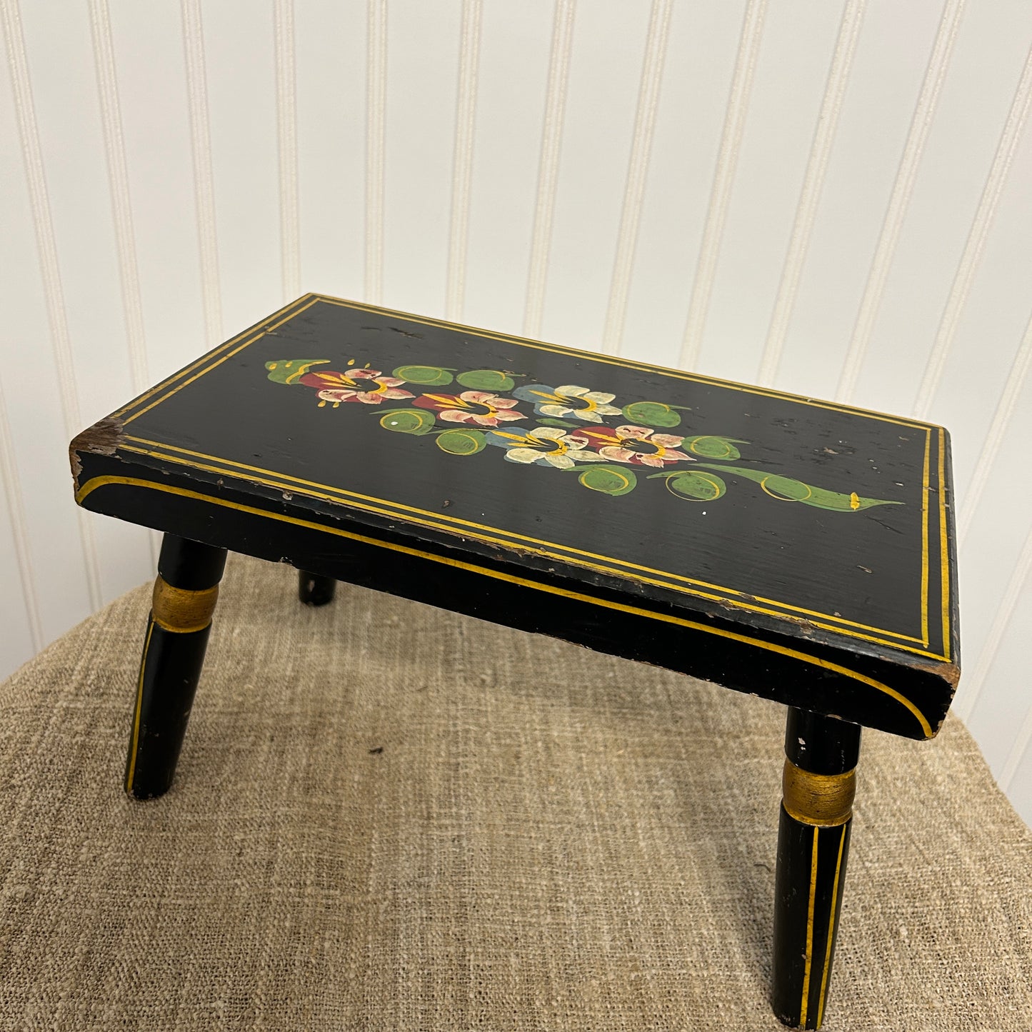 Black Handpainted Ebersole Vintage Stool