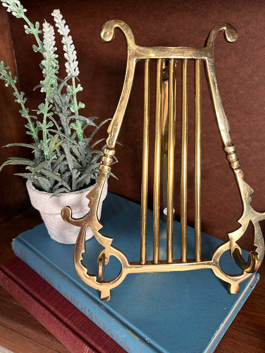 Brass Lyre Harp Book Stand