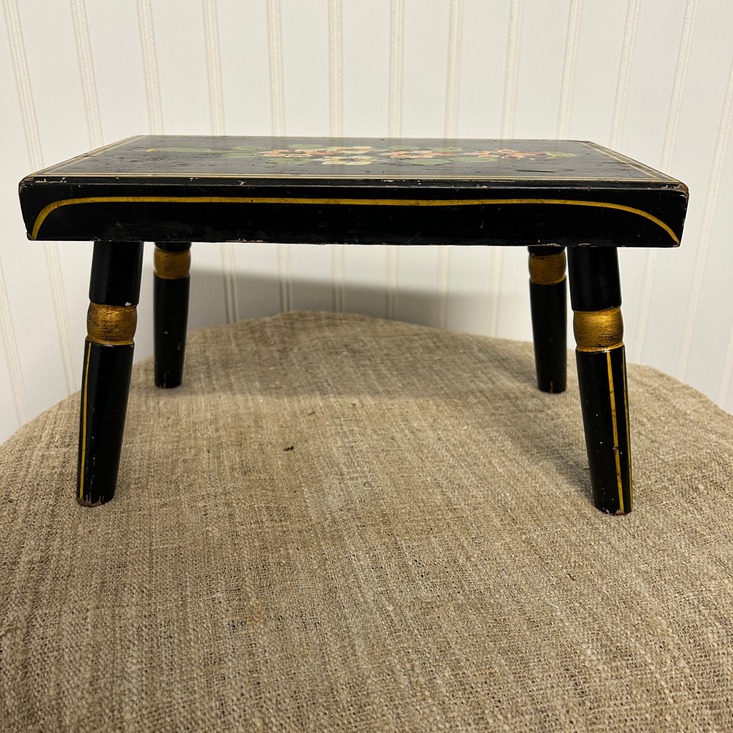 Black Handpainted Ebersole Vintage Stool