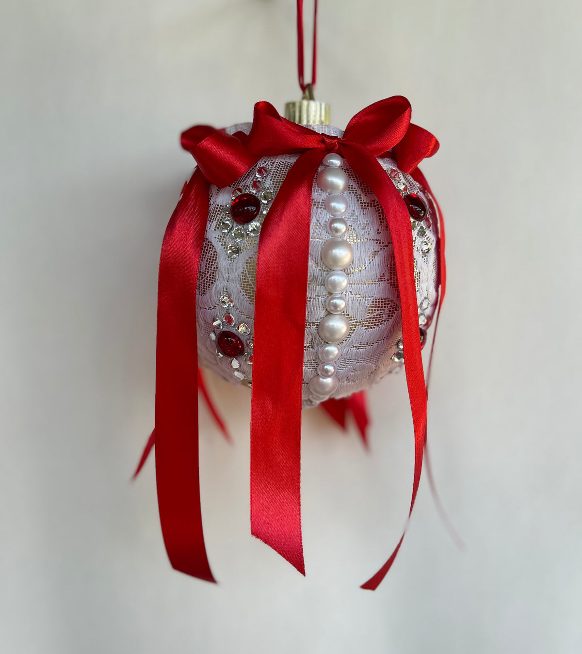 Petticoat Lace and Ribbon One of a Kind Large 6-inch Ornament