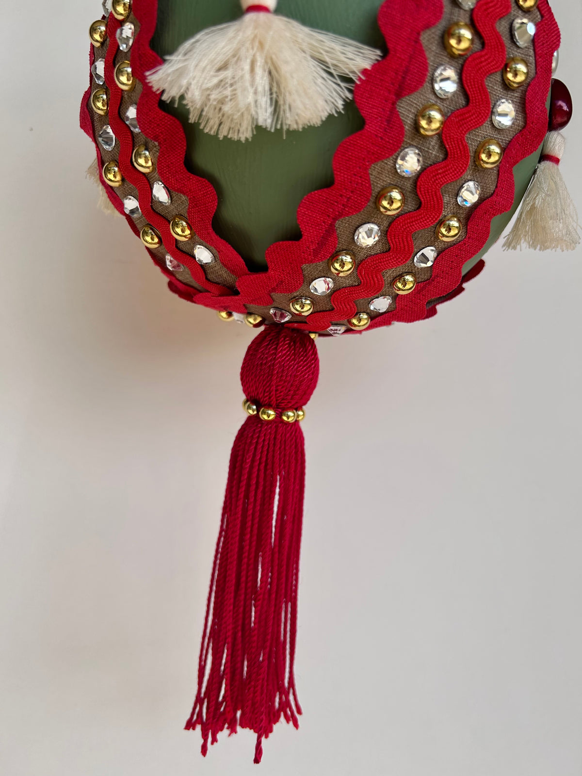 Reba Red Green Tassel One of a Kind Large Ornament