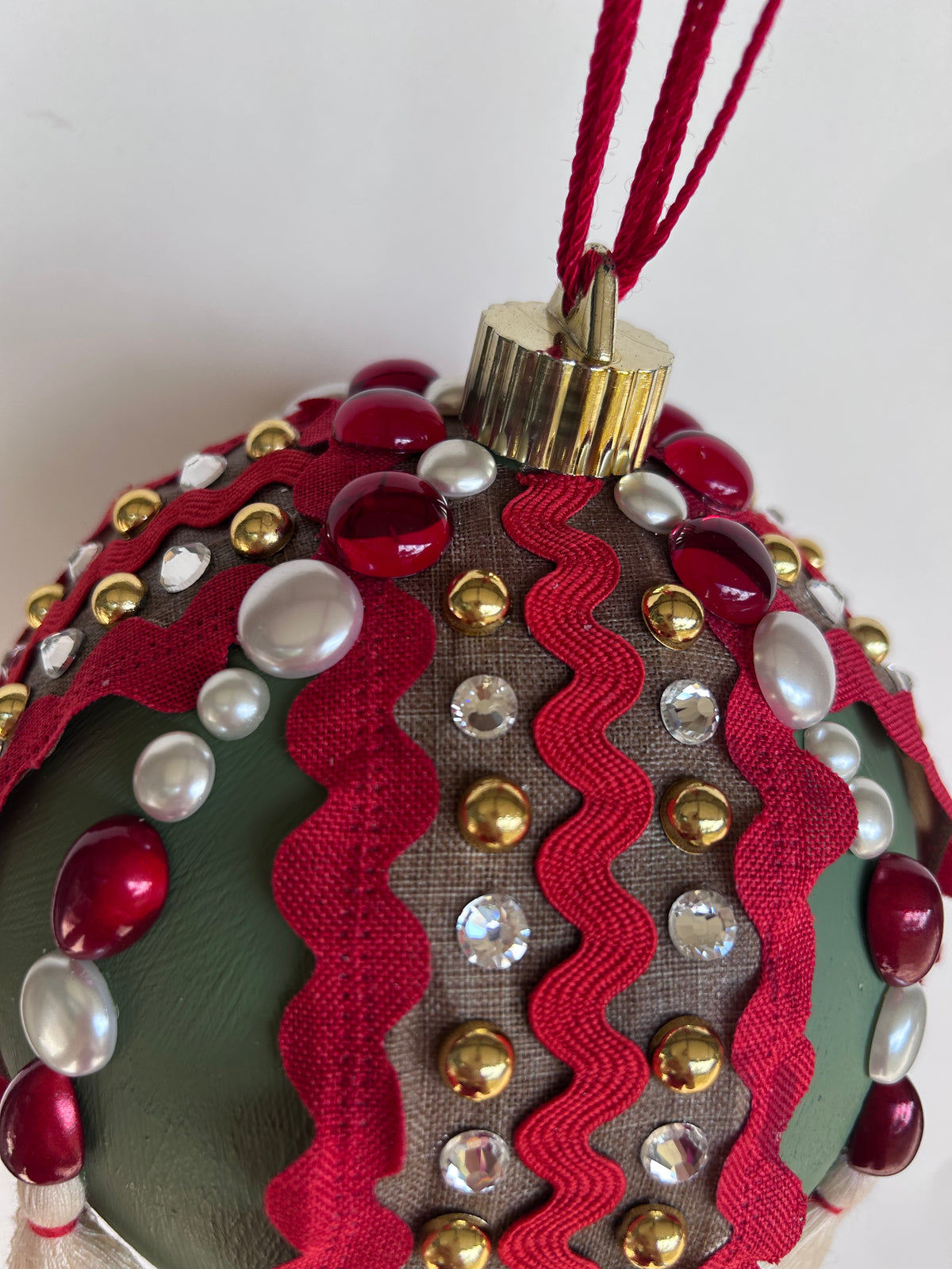 Reba Red Green Tassel One of a Kind Large Ornament