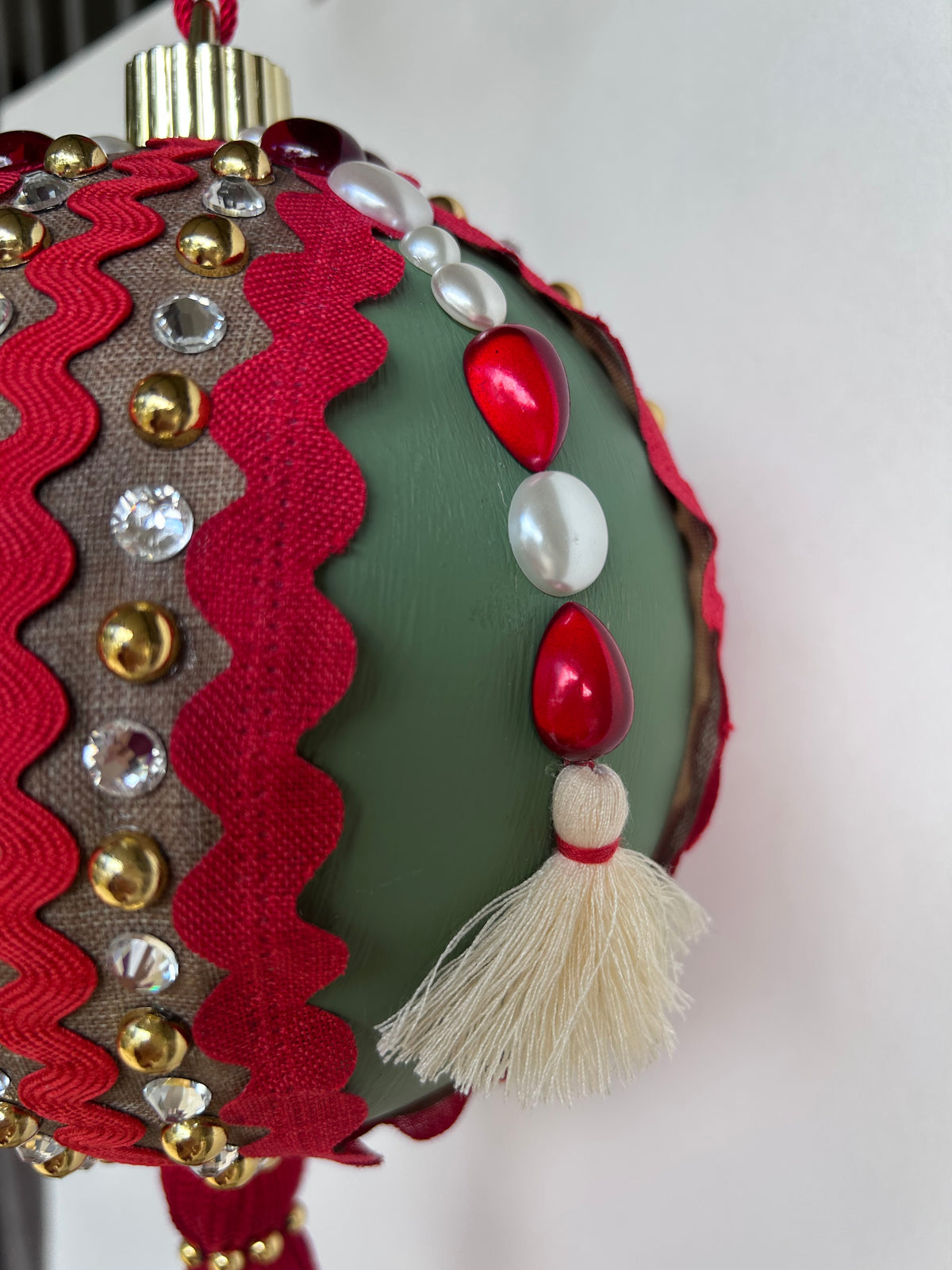 Reba Red Green Tassel One of a Kind Large Ornament
