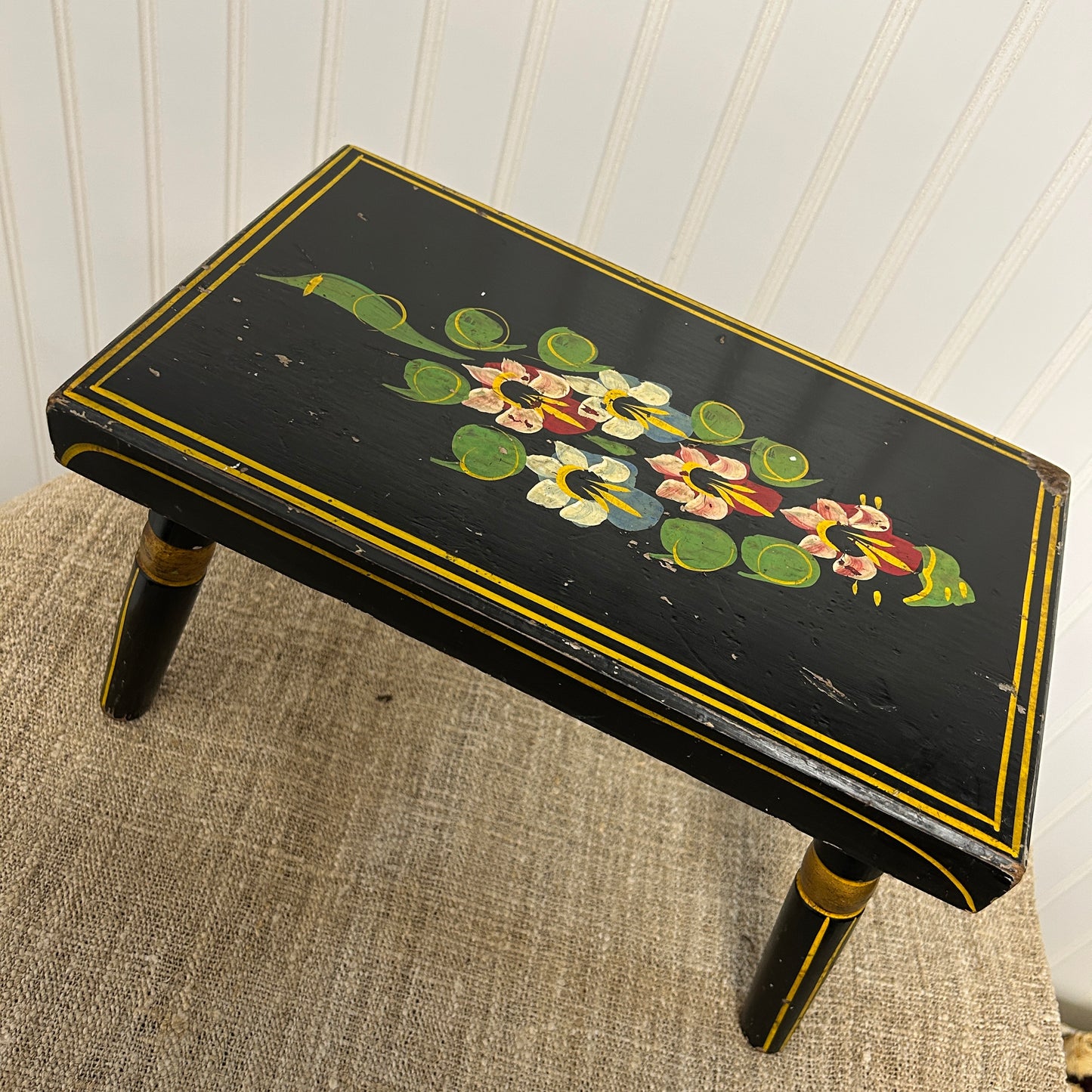 Black Handpainted Ebersole Vintage Stool
