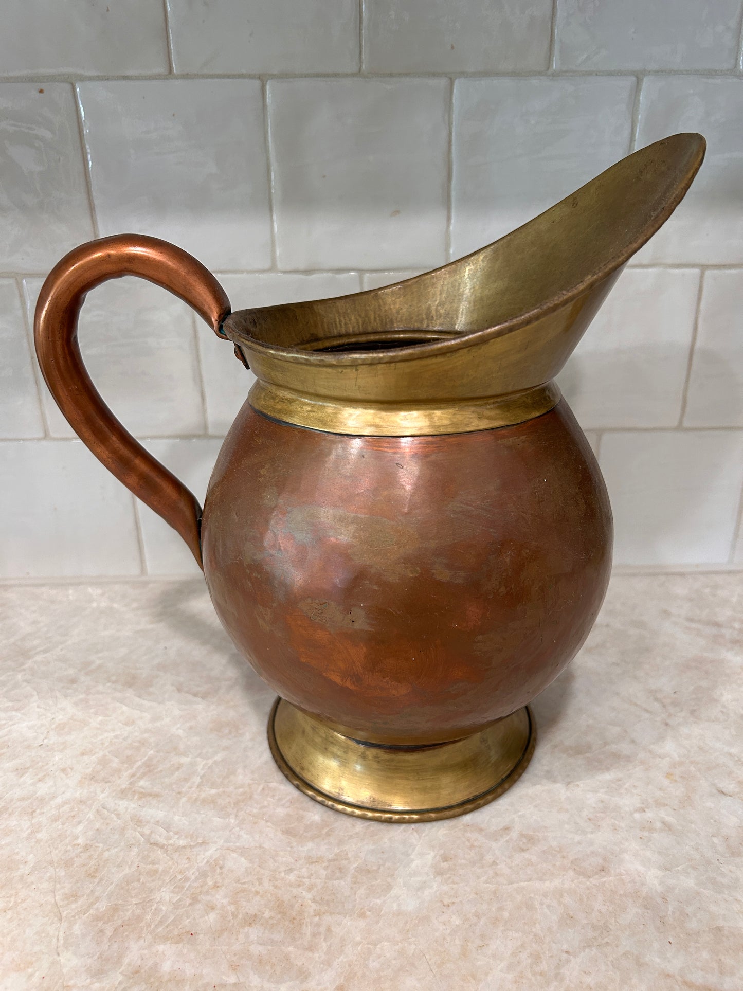 Copper and Brass English Wine Pitcher