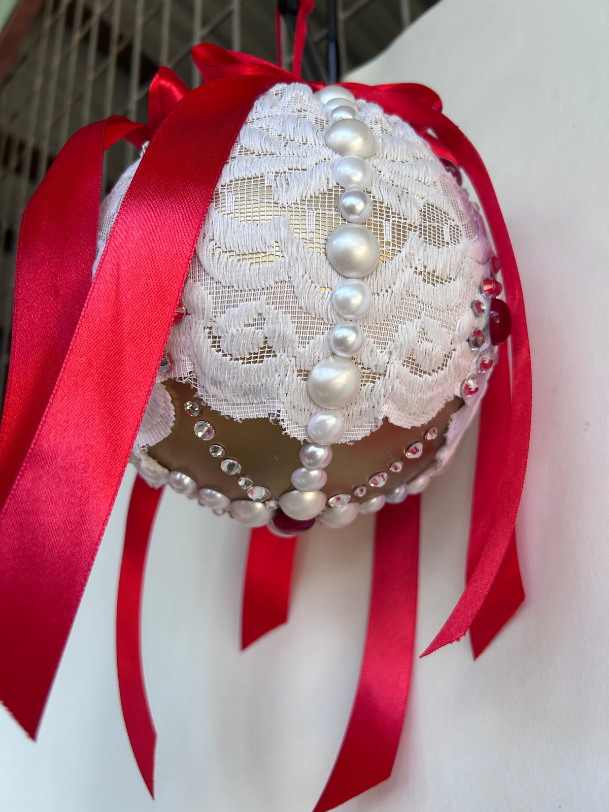 Petticoat Lace and Ribbon One of a Kind Large 6-inch Ornament
