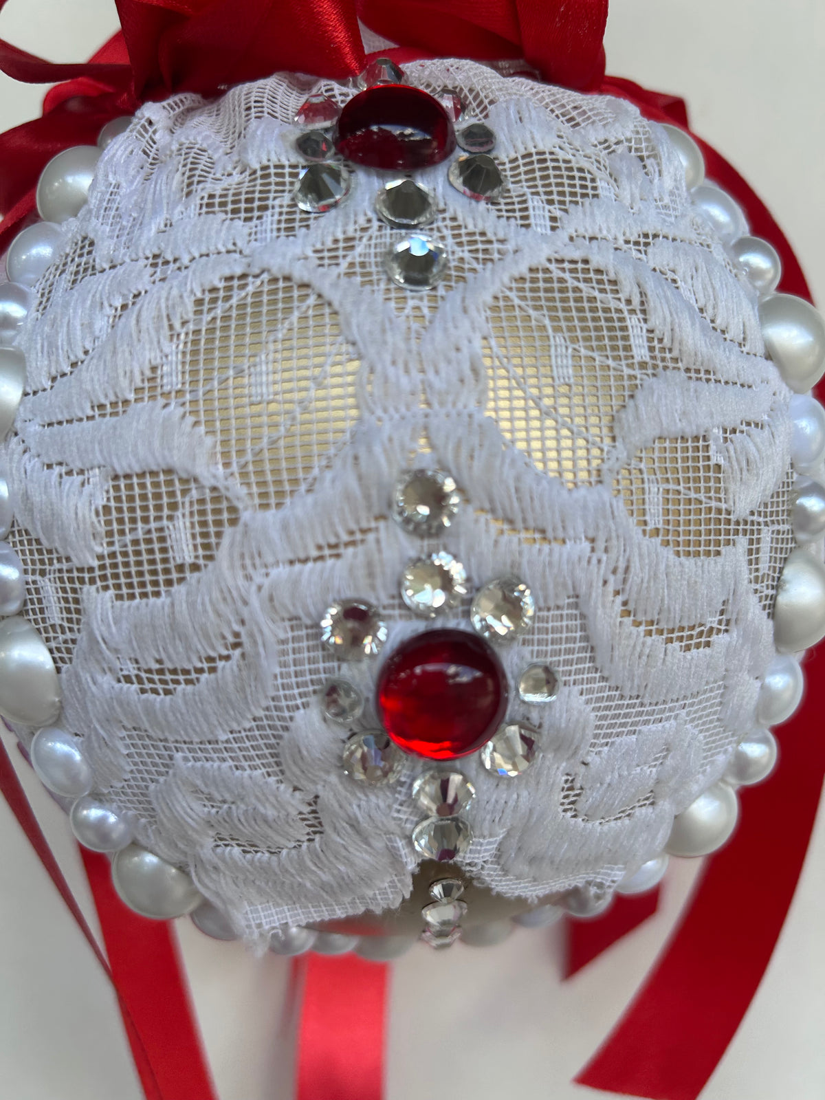 Petticoat Lace and Ribbon One of a Kind Large 6-inch Ornament