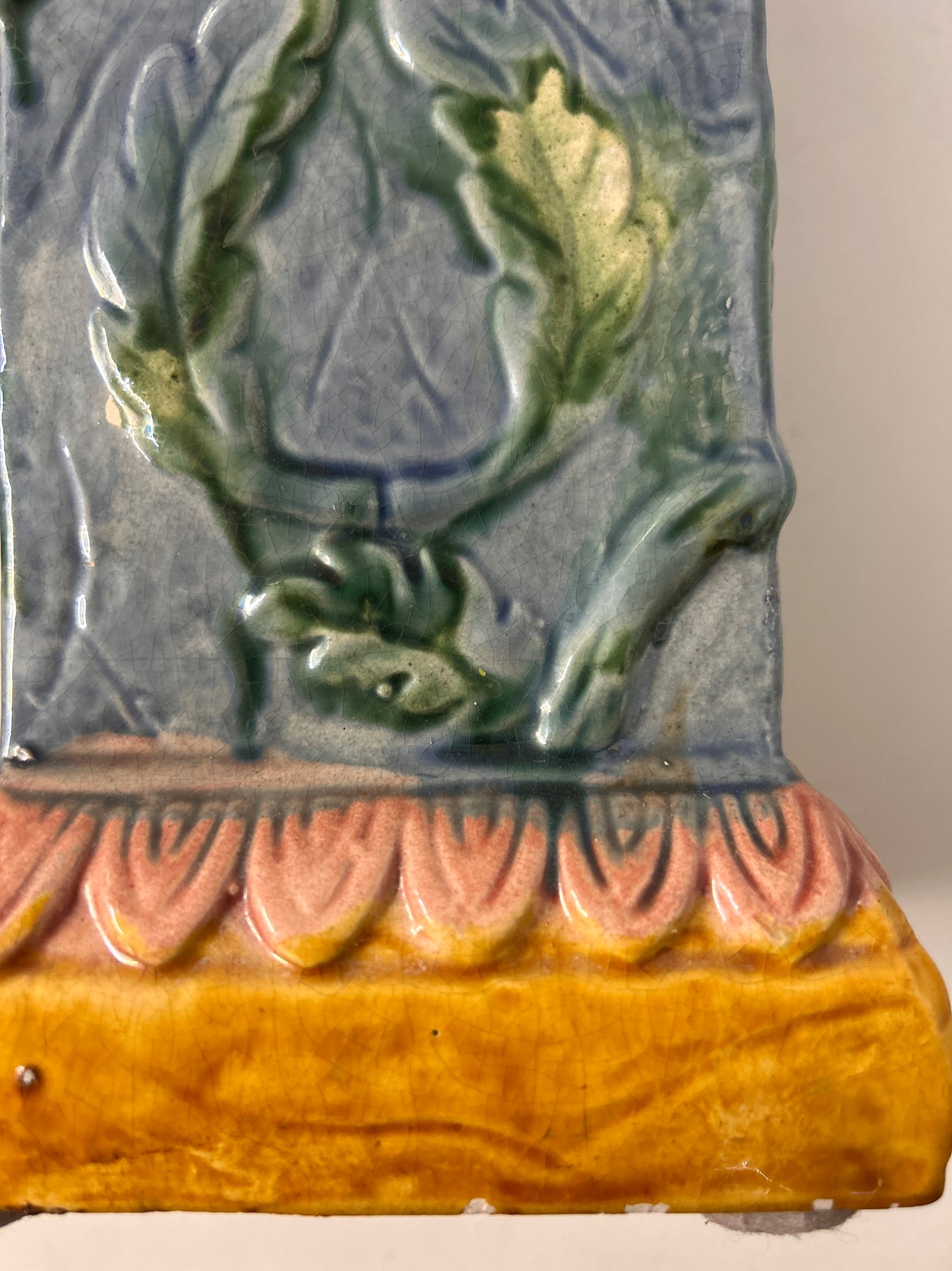 Majolica Pottery Pedestal Orb