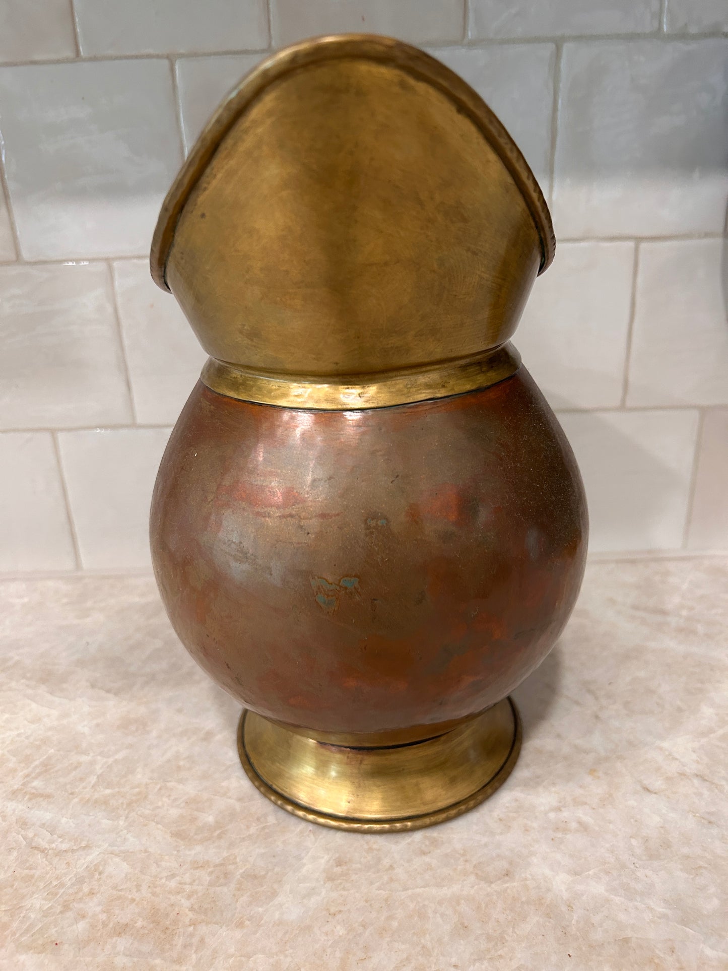 Copper and Brass English Wine Pitcher