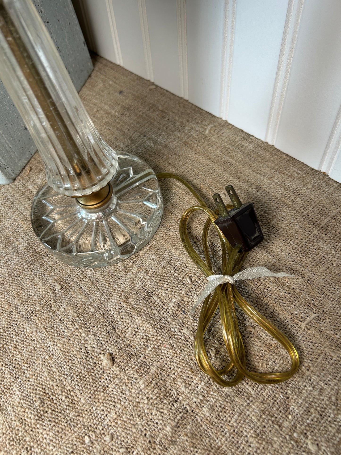 Vintage Glass and Gold Lamp with Shade