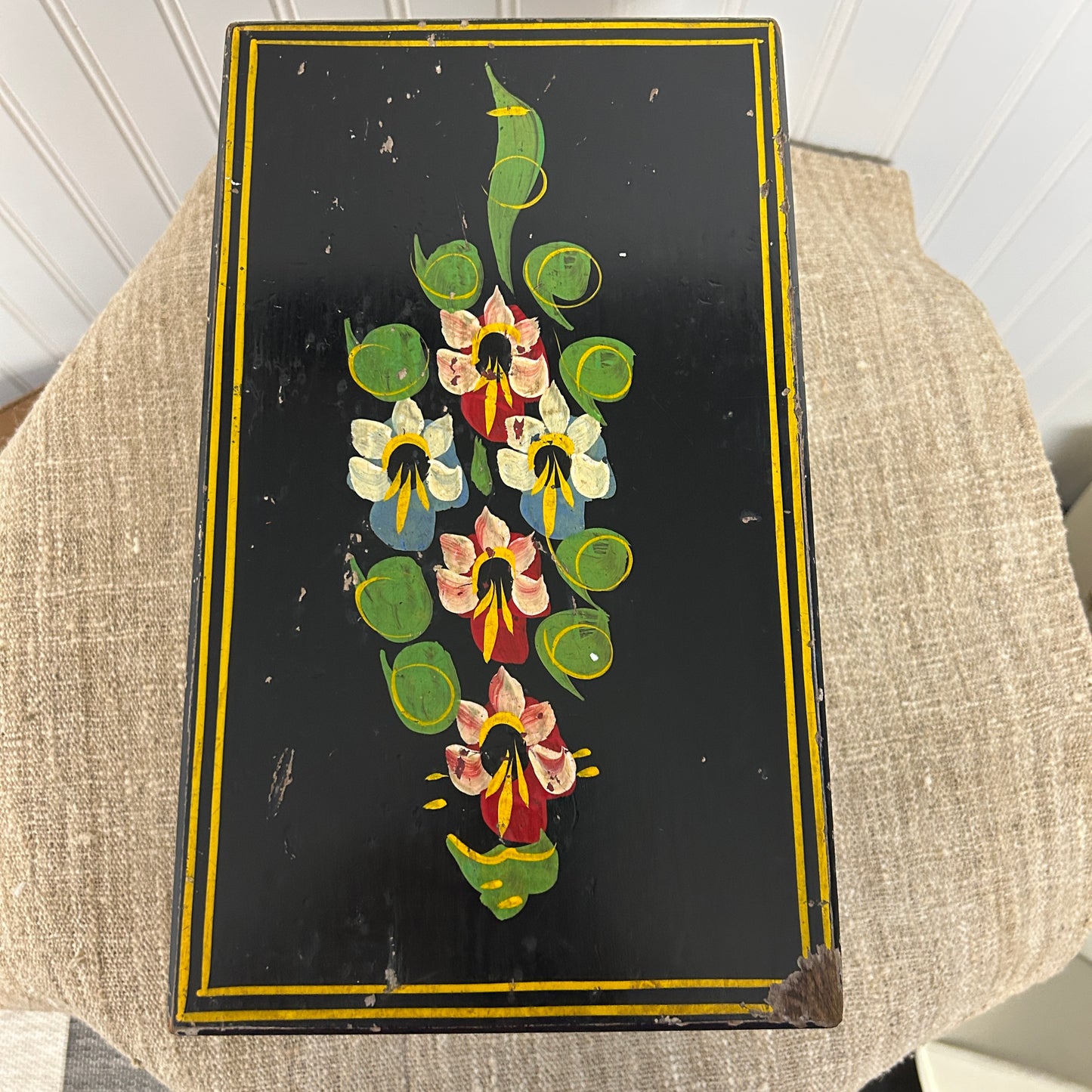 Black Handpainted Ebersole Vintage Stool