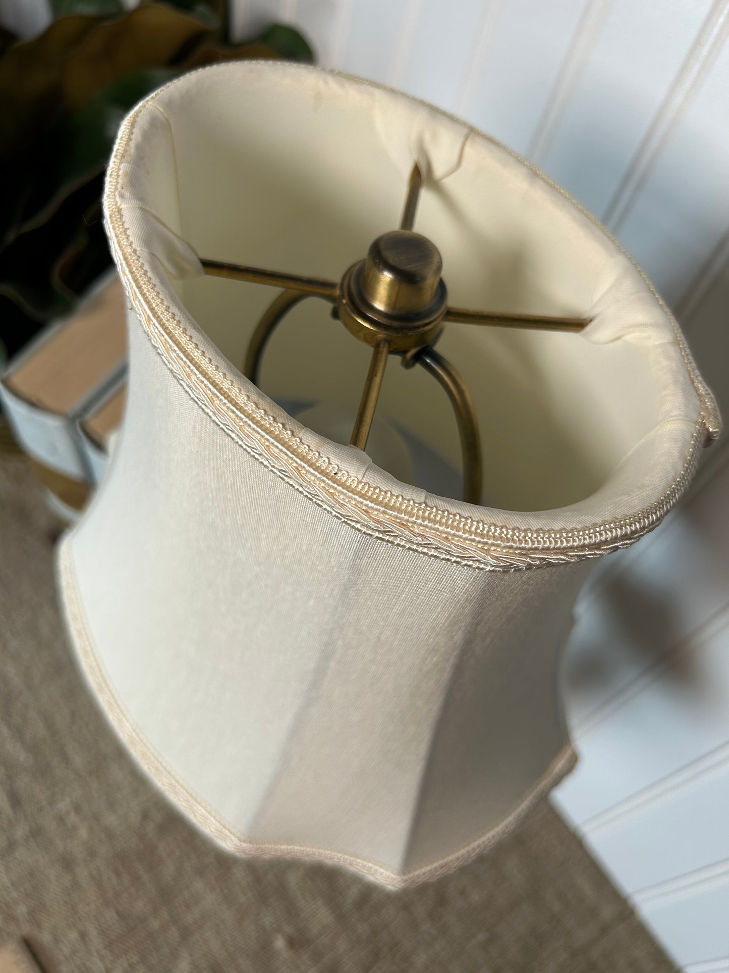 Vintage Glass and Gold Lamp with Shade