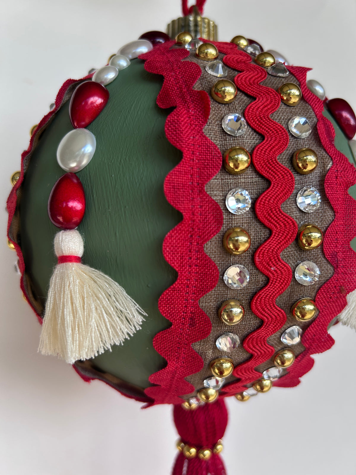 Reba Red Green Tassel One of a Kind Large Ornament