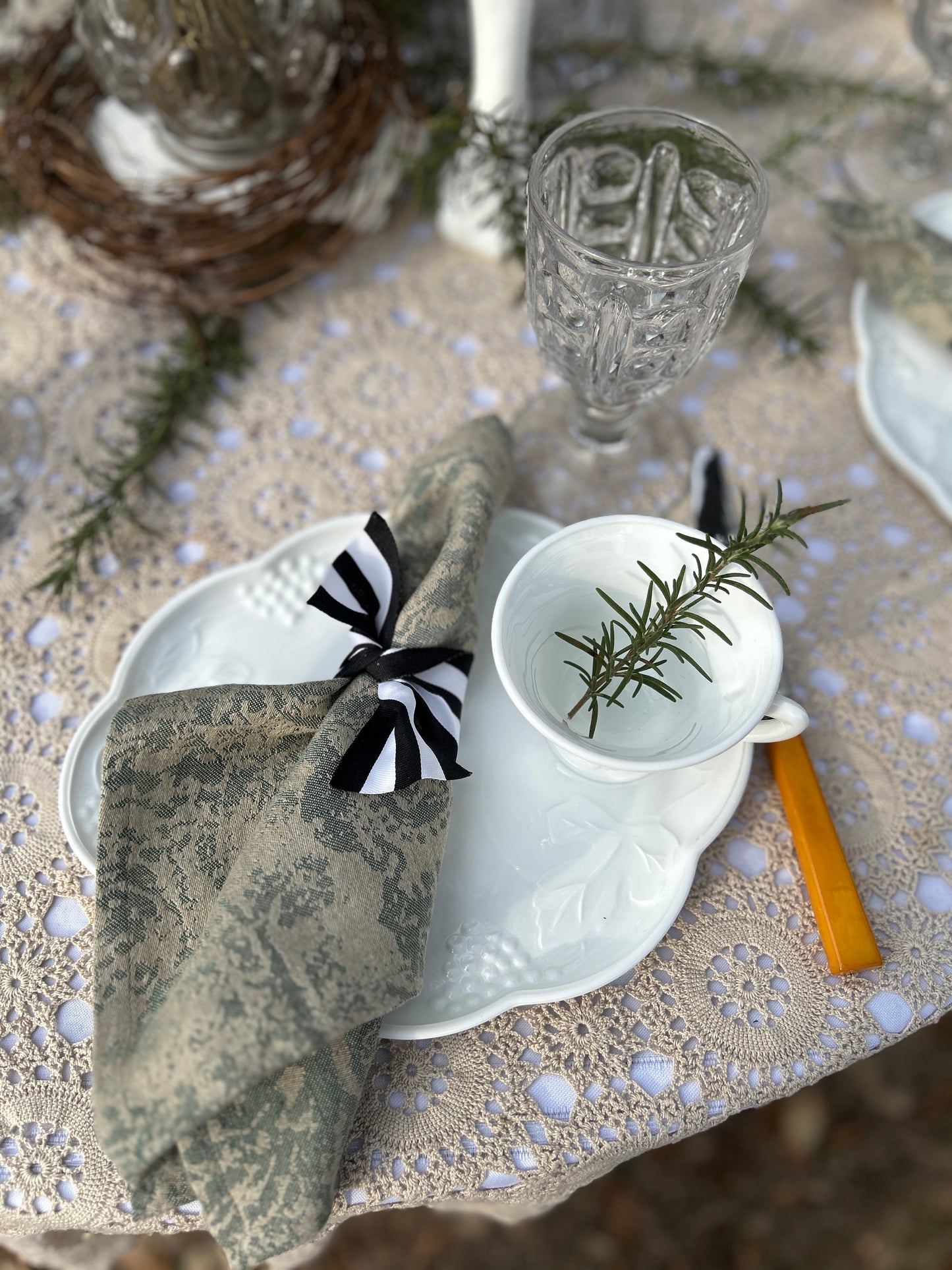 Beautiful Milk Glass Luncheon Set