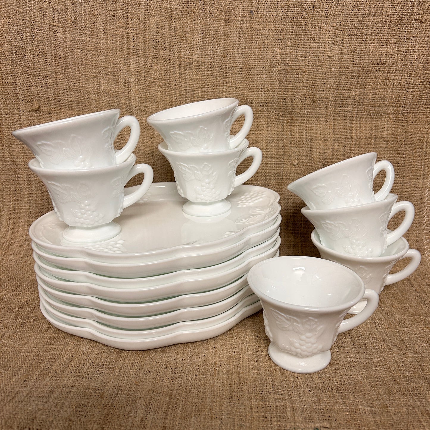 Beautiful Milk Glass Luncheon Set
