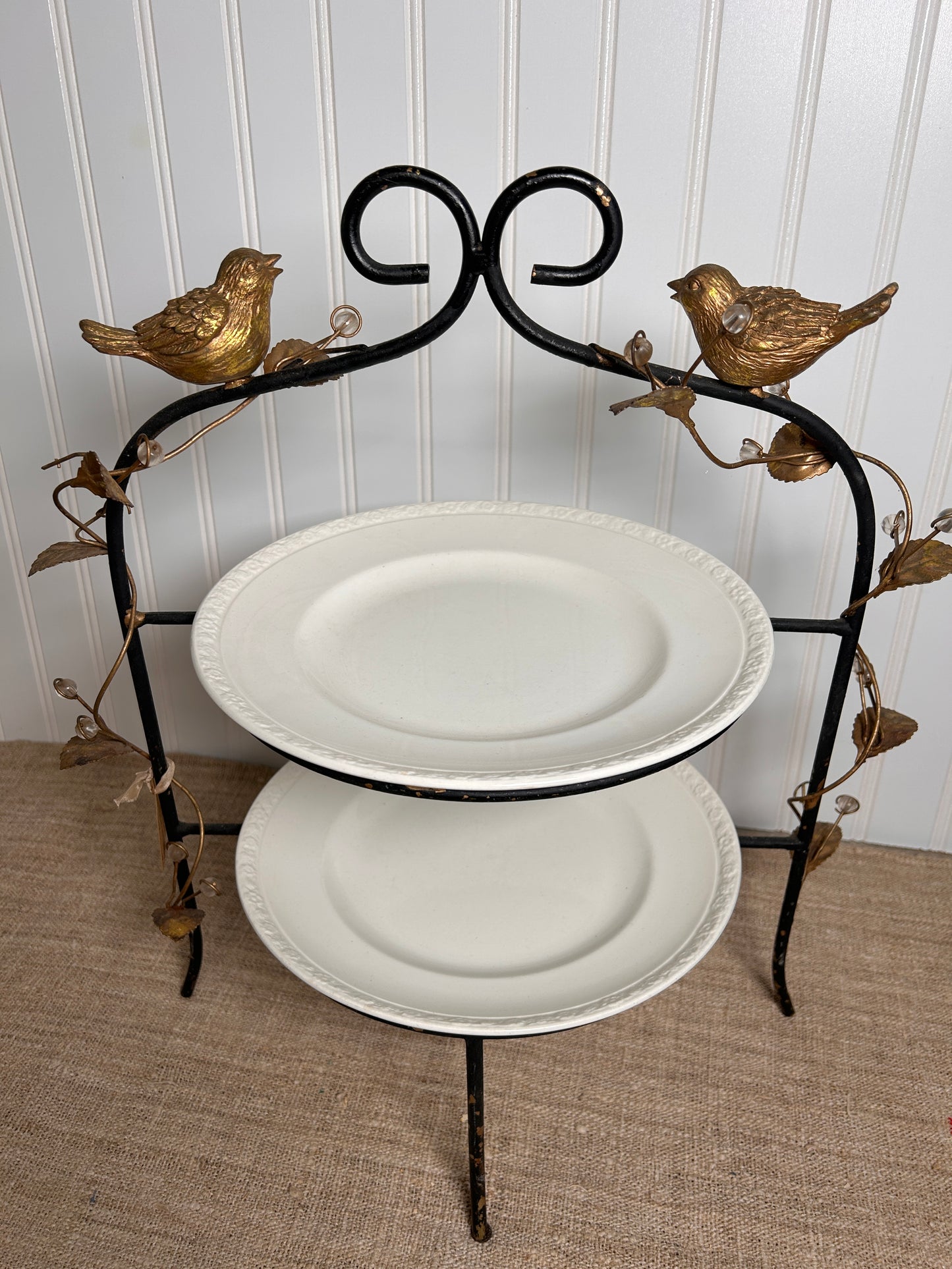 Two-tier Bird Dessert Stand