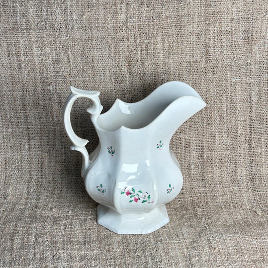 19th Century Soft Paste Sprig Ware Eight Panel Creamer