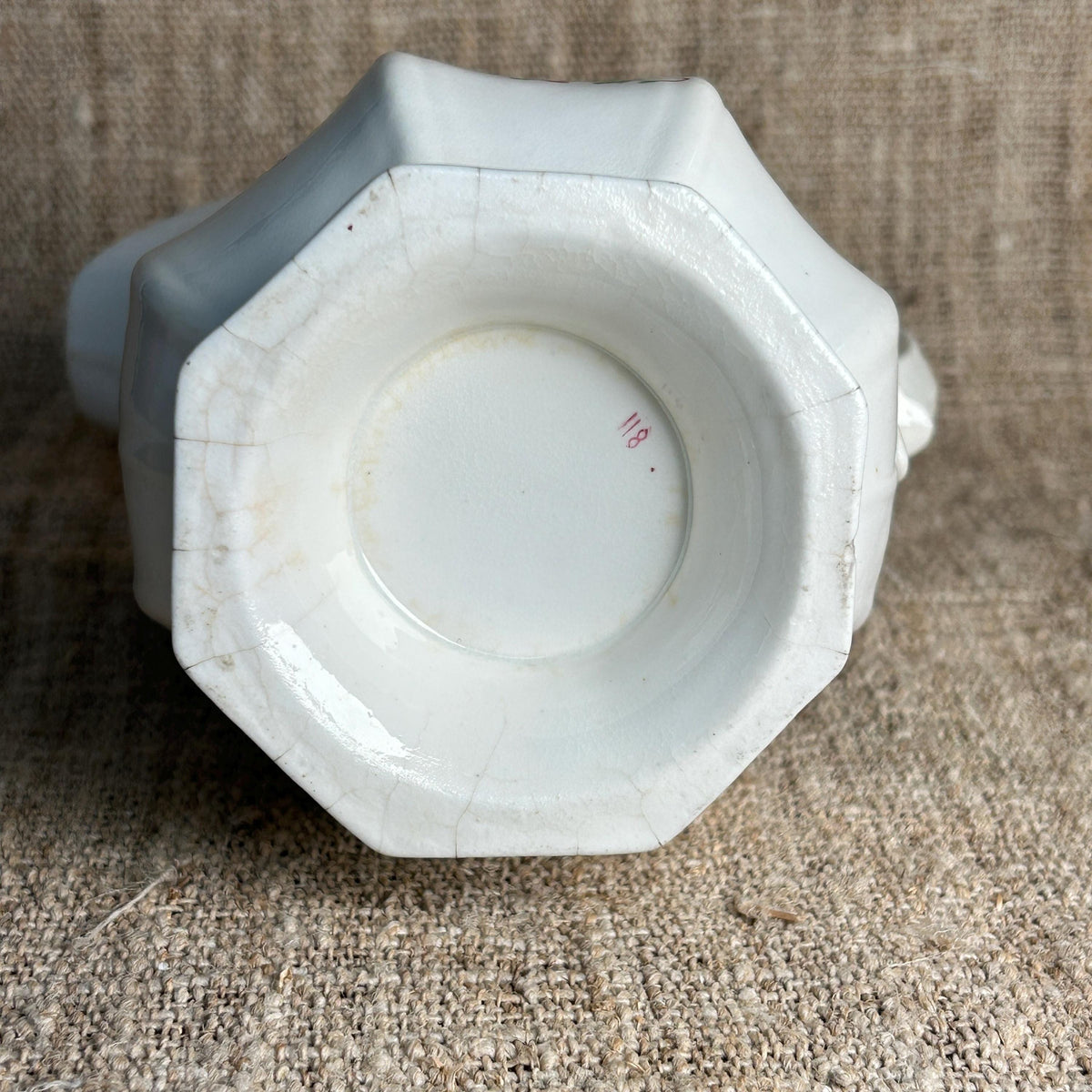 19th Century Soft Paste Sprig Ware Eight Panel Creamer