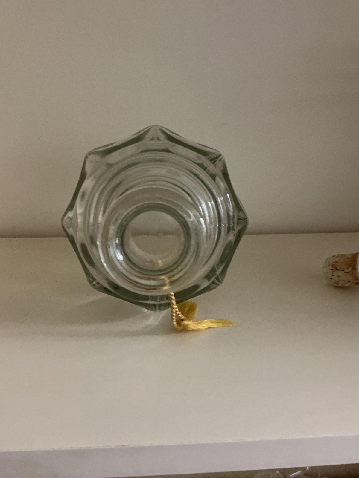 Thick Glass Teardrop Decanter with Cork Stopper 9 Inch Tall Home Barware