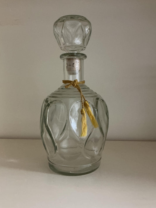 Thick Glass Teardrop Decanter with Cork Stopper 9 Inch Tall Home Barware