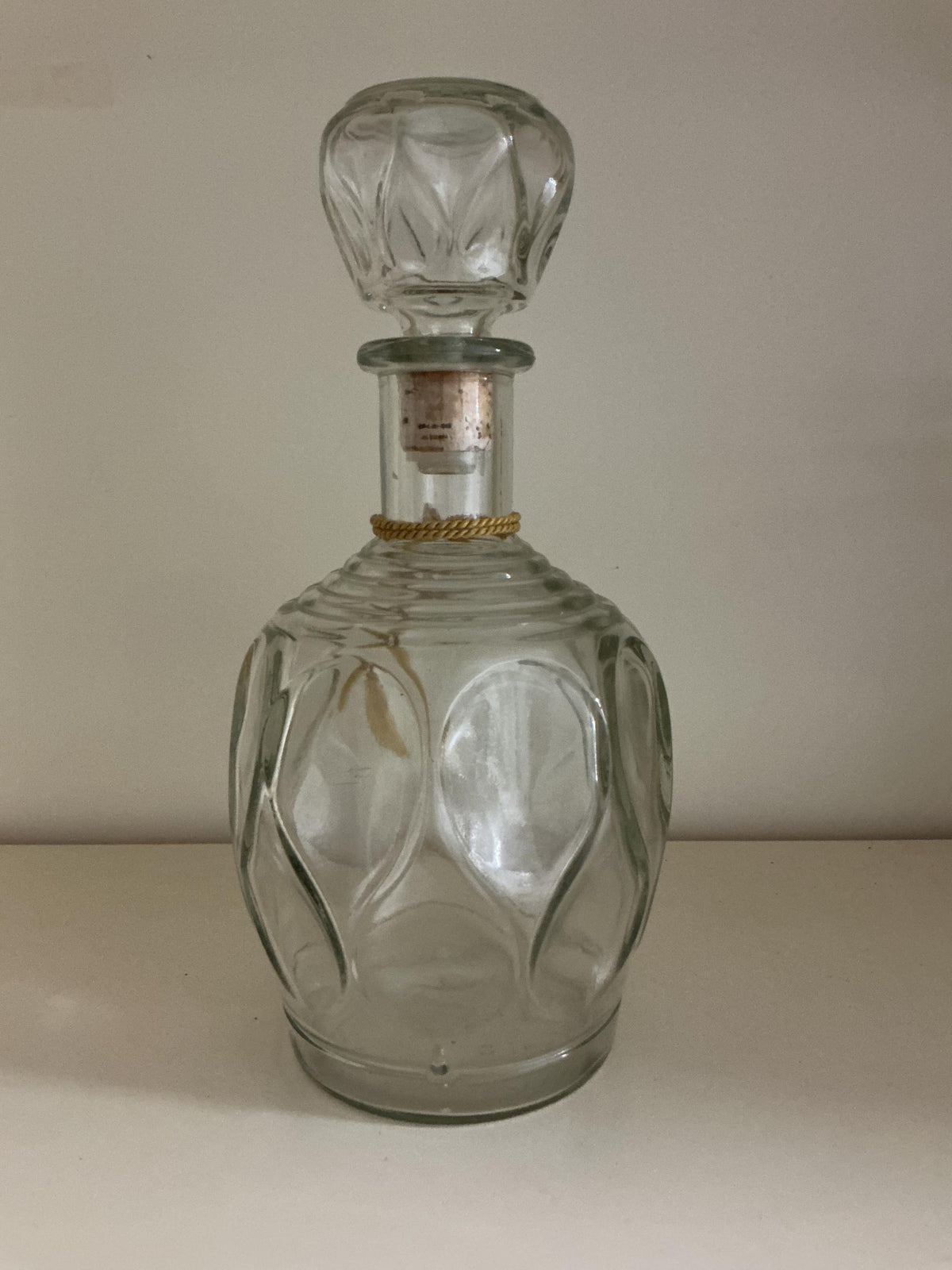 Thick Glass Teardrop Decanter with Cork Stopper 9 Inch Tall Home Barware