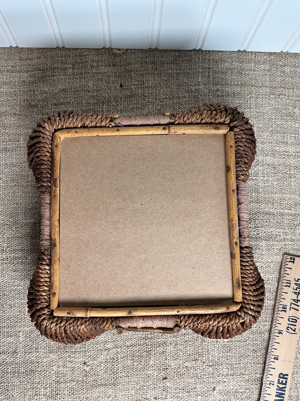 Antique Square Woven Sewing Basket