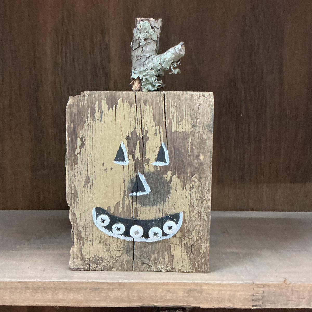 Darling Wood Block Hand painted Jack o Lantern Halloween Pumpkins