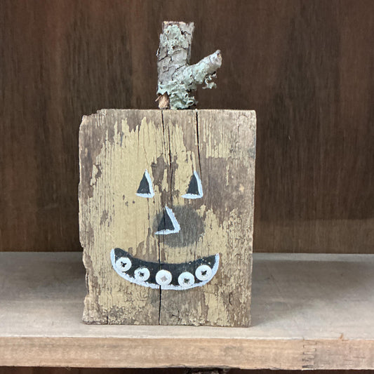 Darling Wood Block Hand painted Jack o Lantern Halloween Pumpkins