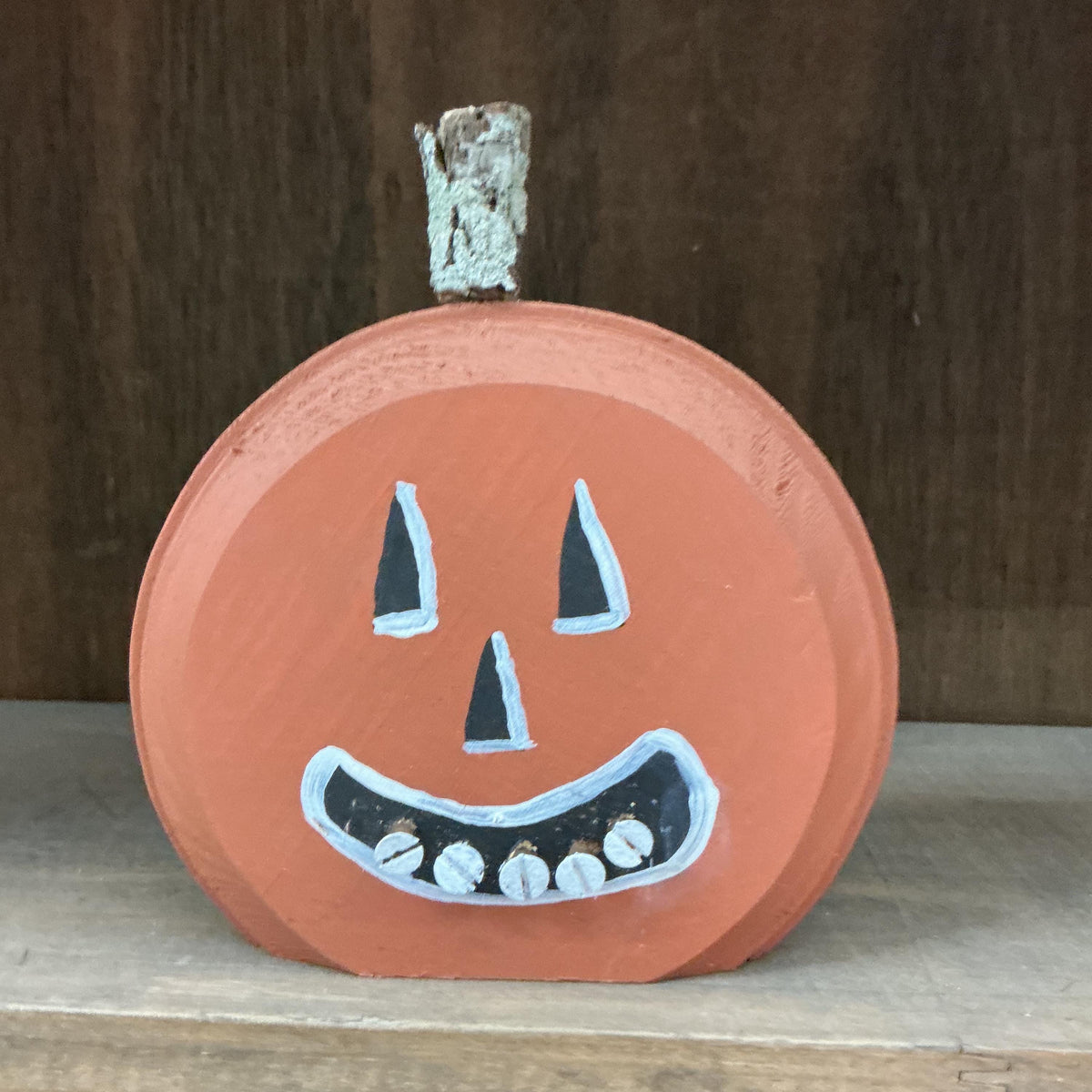 Darling Wood Block Hand painted Jack o Lantern Halloween Pumpkins