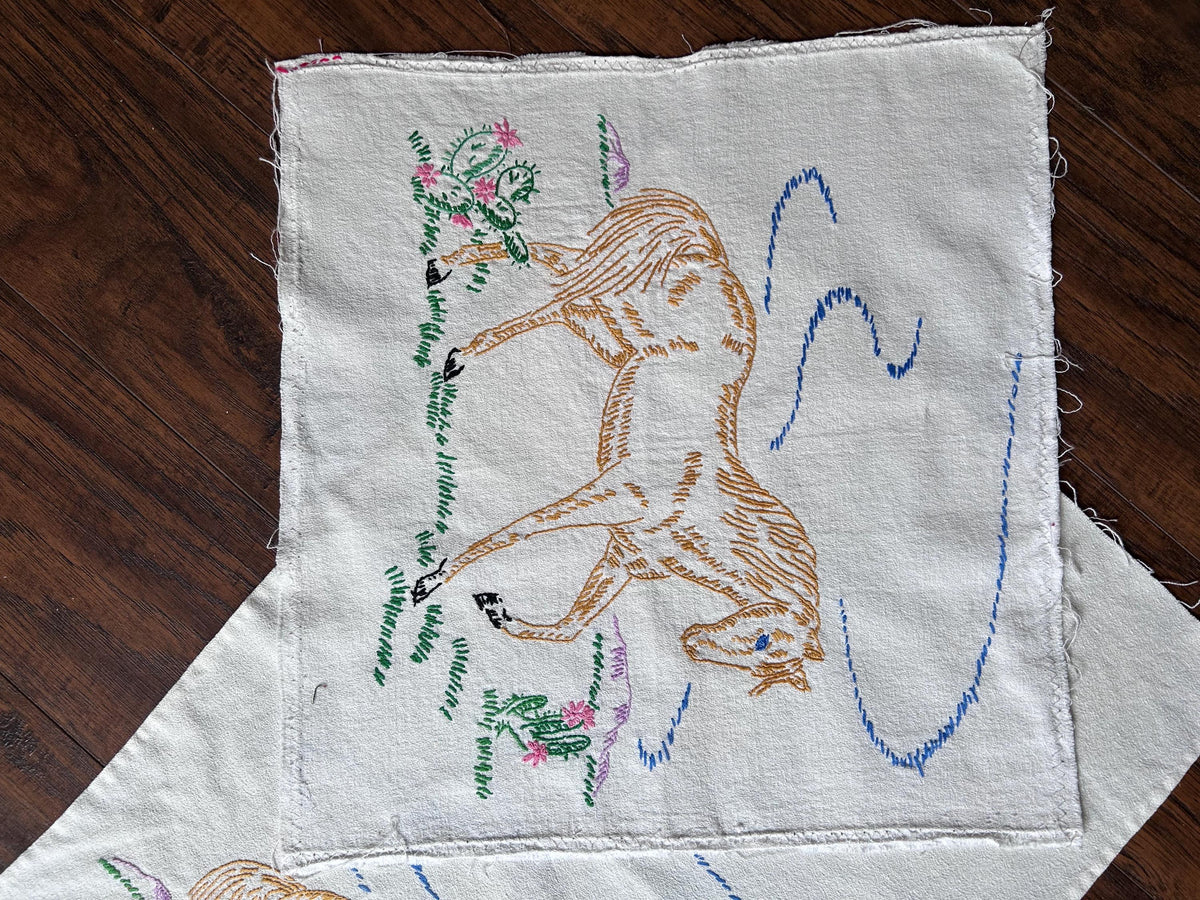 Vintage Linens Embroidery Vanity Scarf Doilie Lace Napkin Hankerchief