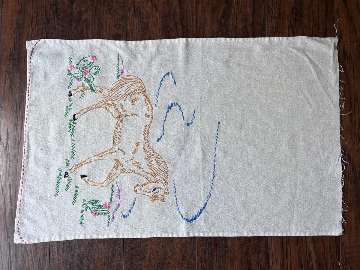 Vintage Linens Embroidery Vanity Scarf Doilie Lace Napkin Hankerchief