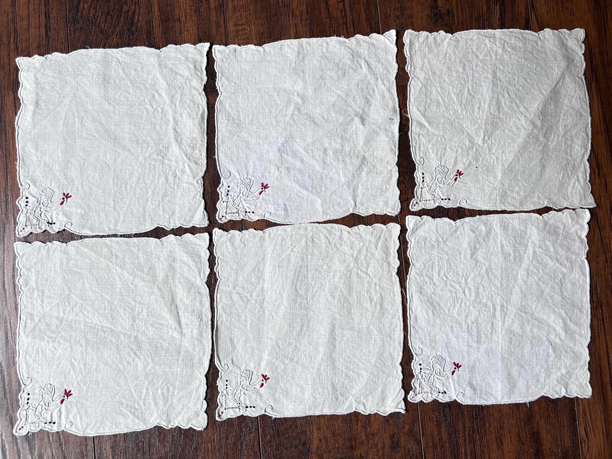 Vintage Linens Embroidery Vanity Scarf Doilie Lace Napkin Hankerchief