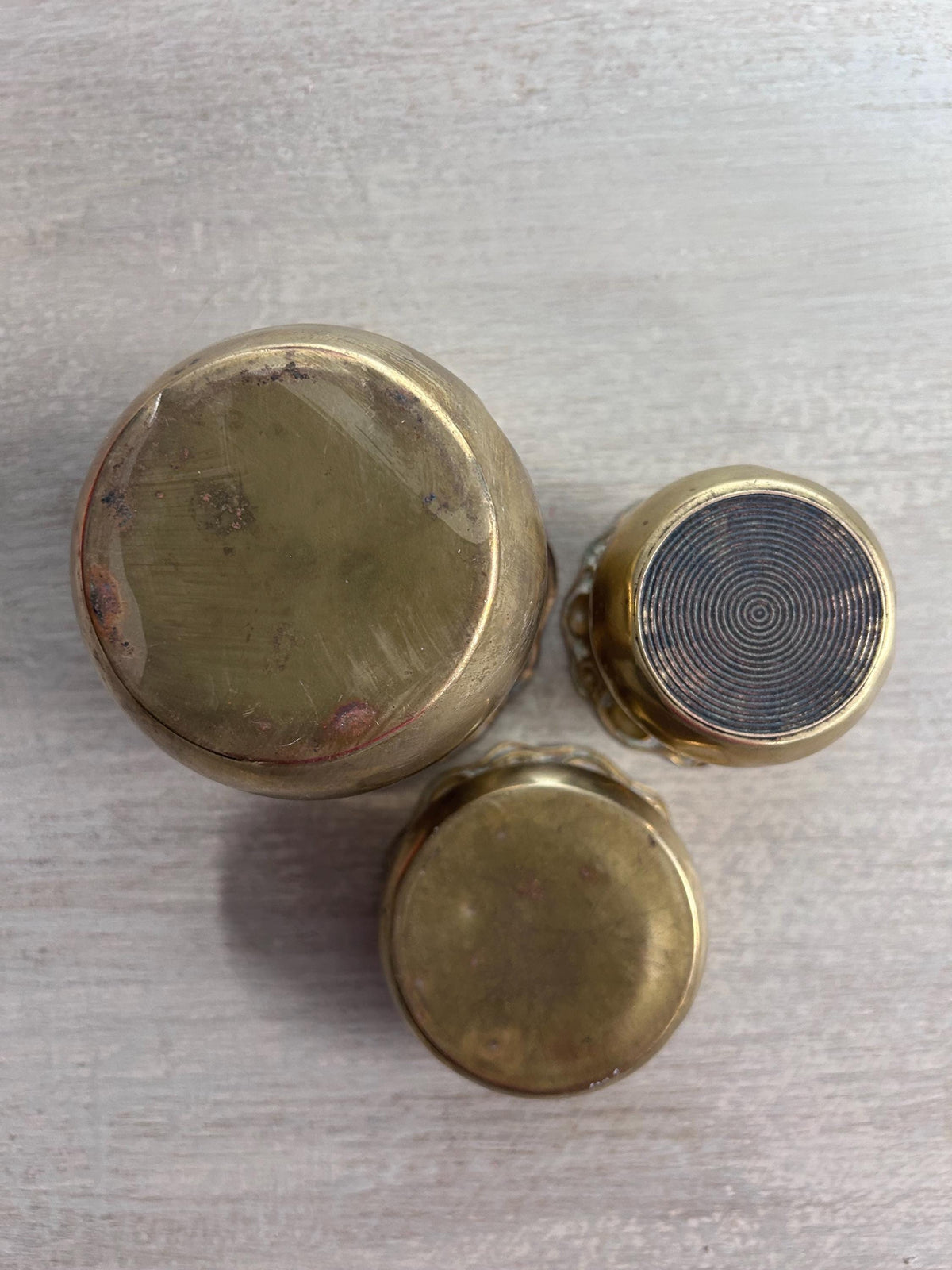 Vintage Little Brass Cachepots Scalloped Edge