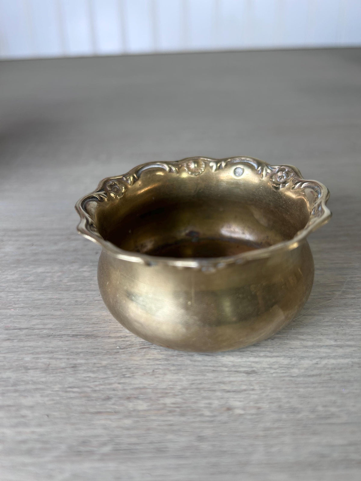 Vintage Little Brass Cachepots Scalloped Edge