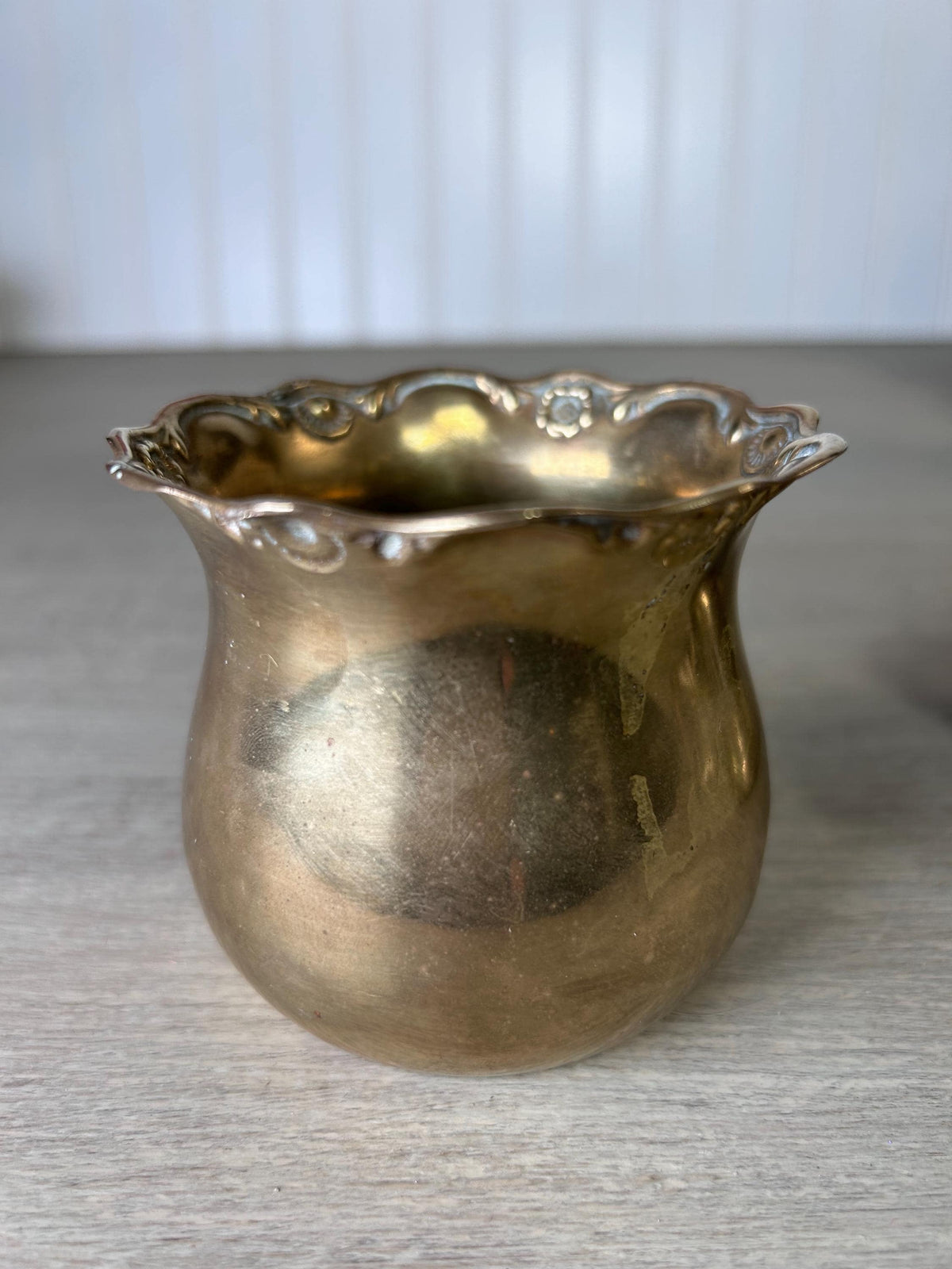 Vintage Little Brass Cachepots Scalloped Edge